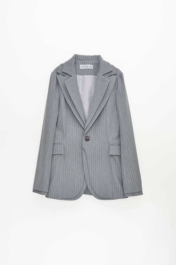 Pin Stripe Double Lapel Jacket-Grey Stripe – Nora Lily elle