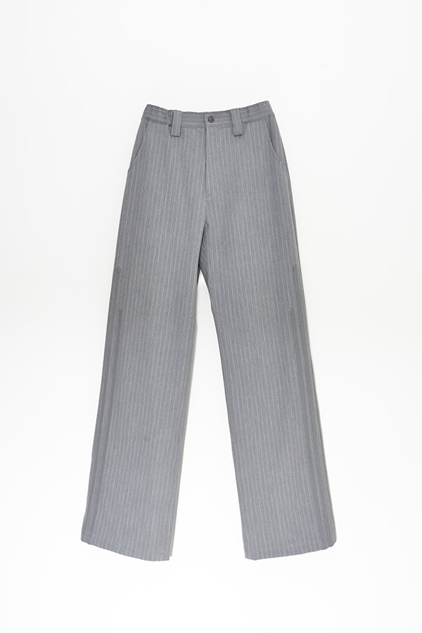 Pin Stripe Straight Patch Line Pants-Grey Stripe – Nora Lily elle