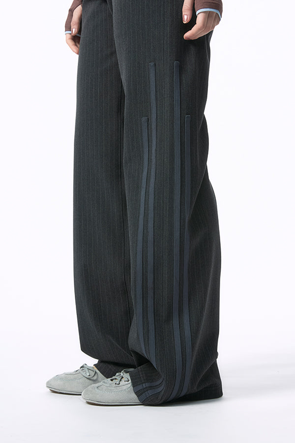 【新品未使用】Muriel Stripe Knit pants Ｍサイズ Pin Stripe Straight Patch Line Pants-Dark Grey Stripe – Nora Lily elle